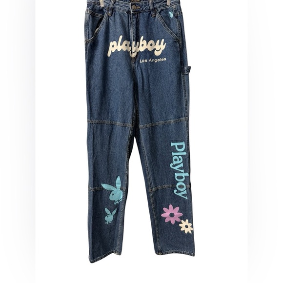 Women’s Playboy blue Denim Jeans with Floral and Bunny Design by Pacsun Size 29 - Picture 1 of 11